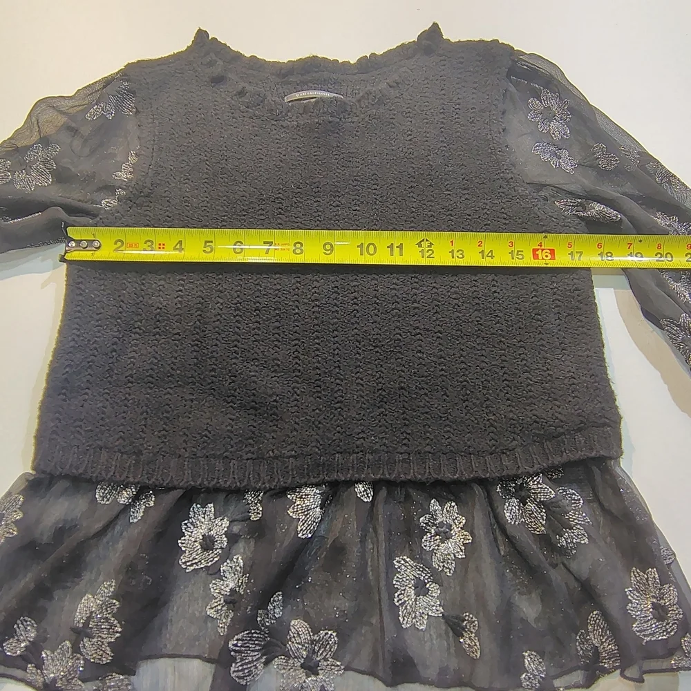 Anthropologie Sweater Womens Small Black Layered Sheer Floral Whimsygoth Boho ,S - Picture 5 of 13